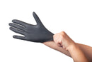 Close-up of a Bodyguards GL897 black nitrile disposable glove